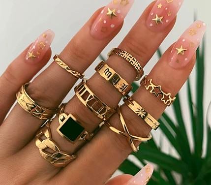 Fashion Trendy 10 Pieces Jewelry Classy Ring Set For Women – Close Up – Accessories | Hanaya Pakistan