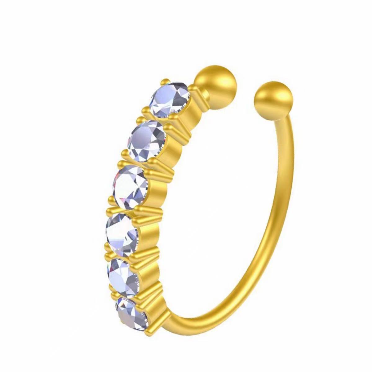 Non Piercing Clip On Thin Nose Pin Elegant Nostril Body Jewelry – Image 4 of 6