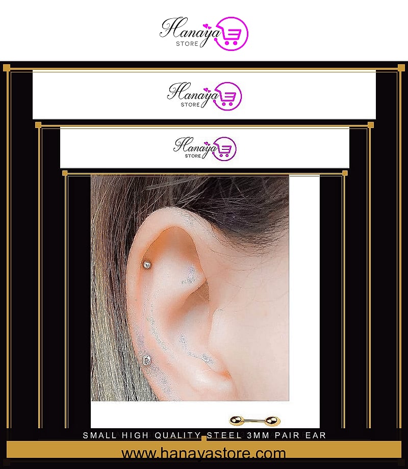 Small High Quality Steel 3mm Pair Ear Plug Piercing Barbell Cartilage Ear Jewelry