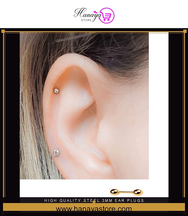 High Quality Steel 3mm Ear Plugs Piercing Barbell Cartilage Ear Jewelry – Earrings Online in Pakistan | Hanaya