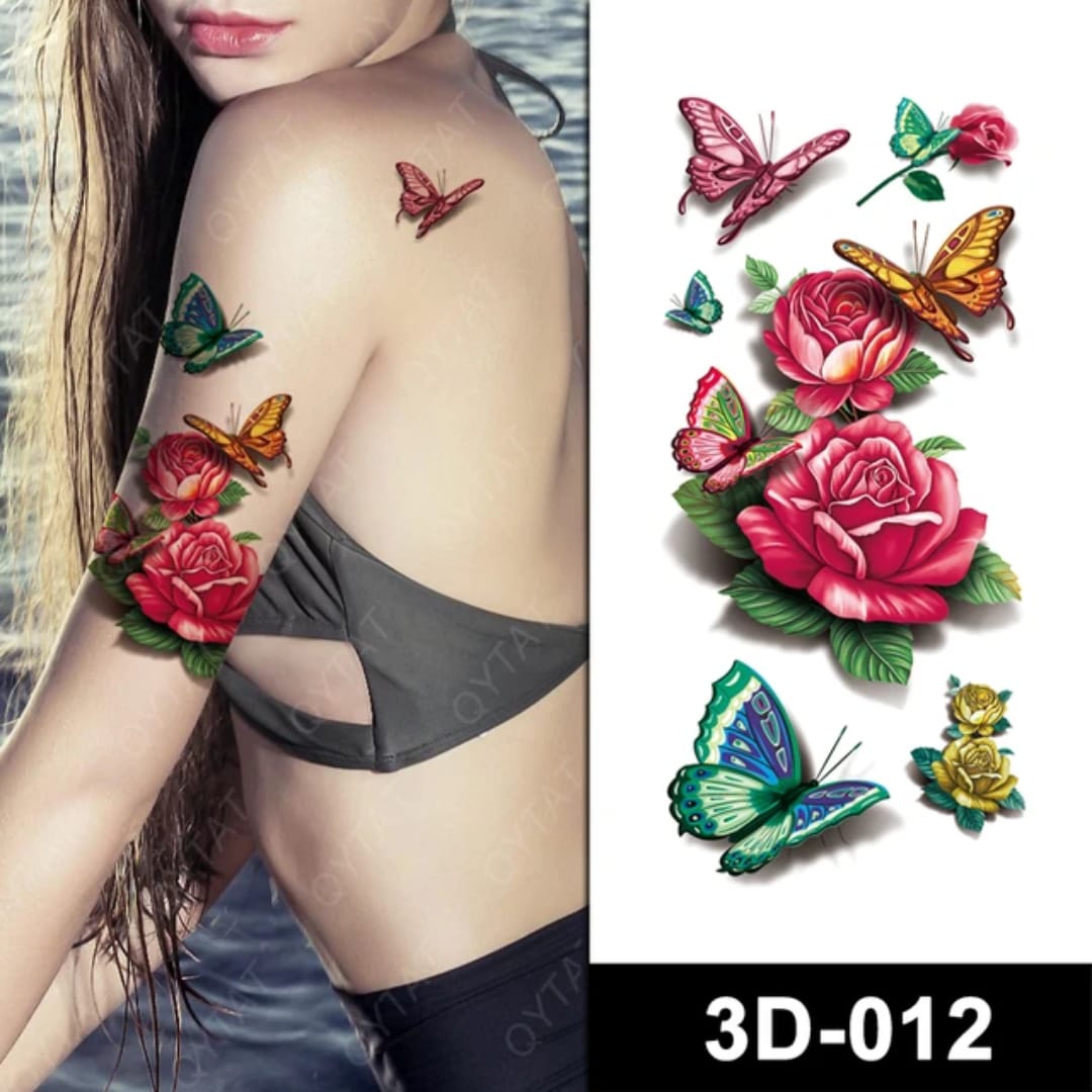 Waterproof Temporary Tattoo Sticker flower rose fake hand tattoo leg tattoo neck tattoo wrist tattoo thigh tattoo back tattoo arm tattoo foot tattoo Mehndi Henna