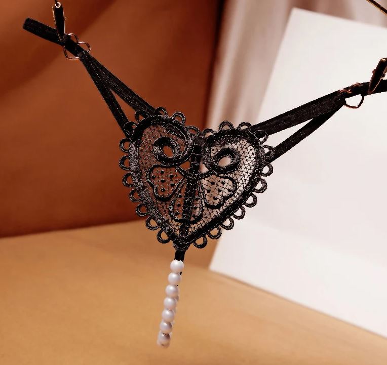 High Premium One Size Quality Underwear G String Pearl Heart Shaped Panties Underwear Underpants Lingerie for Girls Women Ladies Female – Image 2 of 2