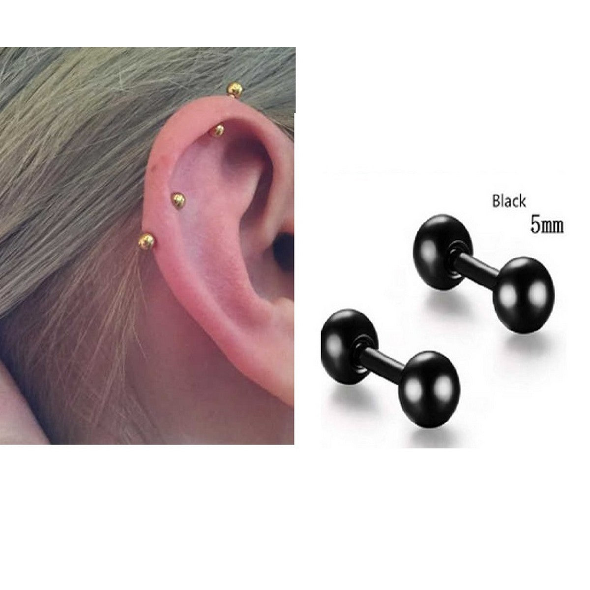 2-Piece 5mm Steel Ear Plug Cartilage Barbell Jewelry – Earrings Online in Pakistan | Hanaya