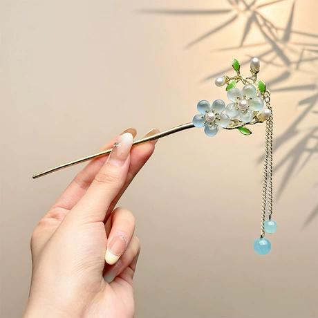 Elegant Chinese Style Hair Clip Tassel Hair Stick Traditional Floral Design – Traditional Floral Hair Stick for Women Hair...