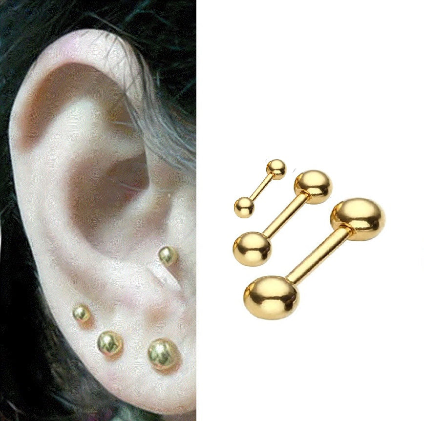 3 Pieces Steel Ear Plug Piercing Barbell Cartilage Ear Jewelry – Close Up – Accessories | Hanaya Pakistan