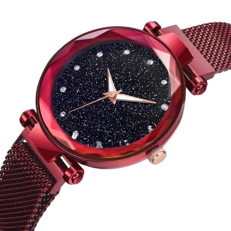 Trendy Sports Look Magnetic Strap Starry Watch For Women – Accessories Online in Pakistan | Hanaya