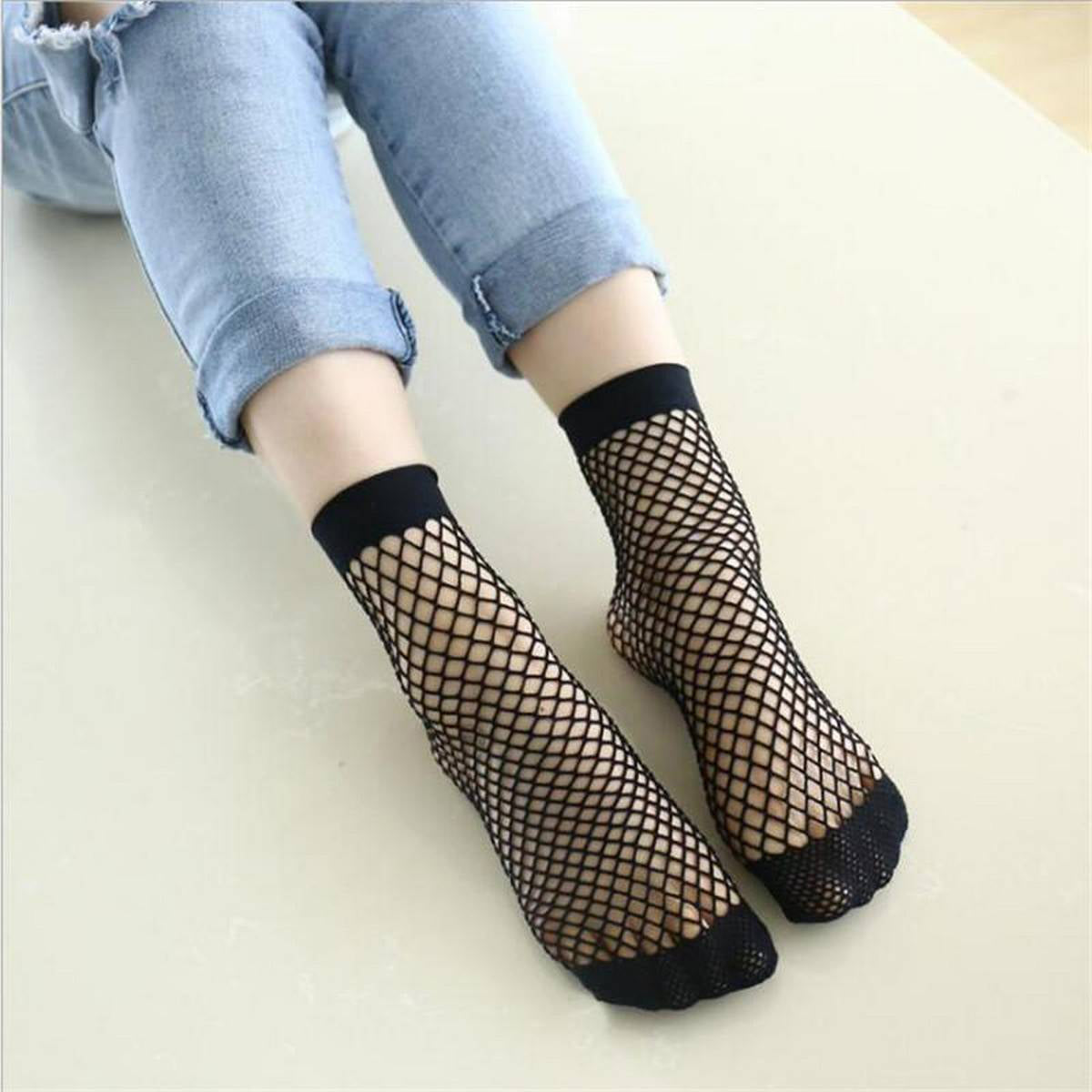 One Pair Womens Breathable Fishnet Sock Hollow Net – Ladies Moze Cotton Fashion Socks for Women Pakistan | Hanaya Store