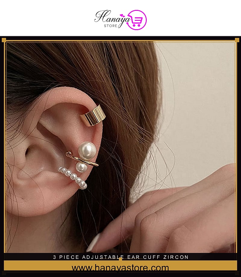 3 Piece Adjustable Ear Cuff Zircon Plated High Quality No Piercing Comfortable and Elegant – Earrings Online in Pakistan |...