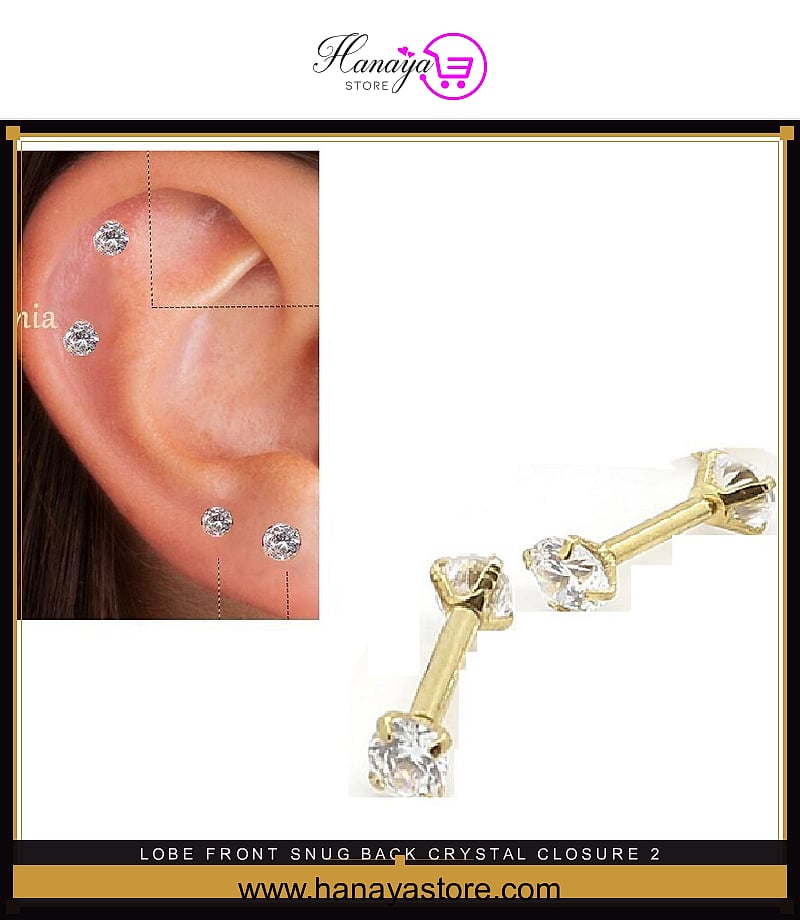 LOBE Front SNUG Back Crystal Closure 2 Pieces DAITH Cartilage ROOK 5MM Helix 1.2MM ORBITAL 16G TRAGUS HELIX Stud Tragus Pi...