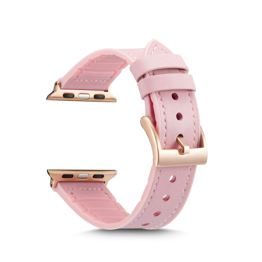 Ladies Premium Quality Leather Silicone Compatible for APPLE iWatch Elegant 42/44mm Series 1/2/3/4/5/6 – Accessories Onlin...