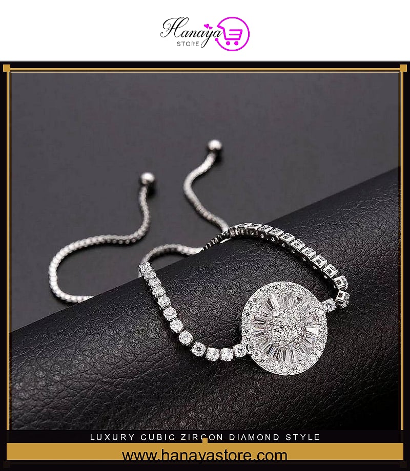 Luxury Cubic Zircon Diamond Style Silver Tassel Elegant Bracelet – Accessories Online in Pakistan | Hanaya