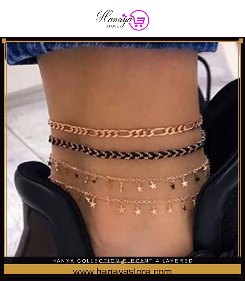 Hanya Collection Elegant 4 Layered Party Wedding Fashion anklet Girls – anklet Online in Pakistan | Hanaya