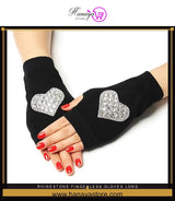 Rhinestone Fingerless Gloves Long Crystal Heart Love Thick Gloves Fashionable Women Gloves – Accessories Online in Pakista...