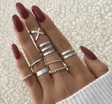 Fashionable Classy 8 Pieces Ring Set For Girls – Close Up – Accessories | Hanaya Pakistan