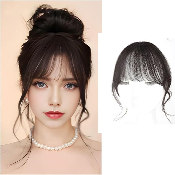 Hair Bangs Clip in Hair Extensions Clip On Bang Wispy Bangs Fringe with Temples Hairpieces For Women Hairbang