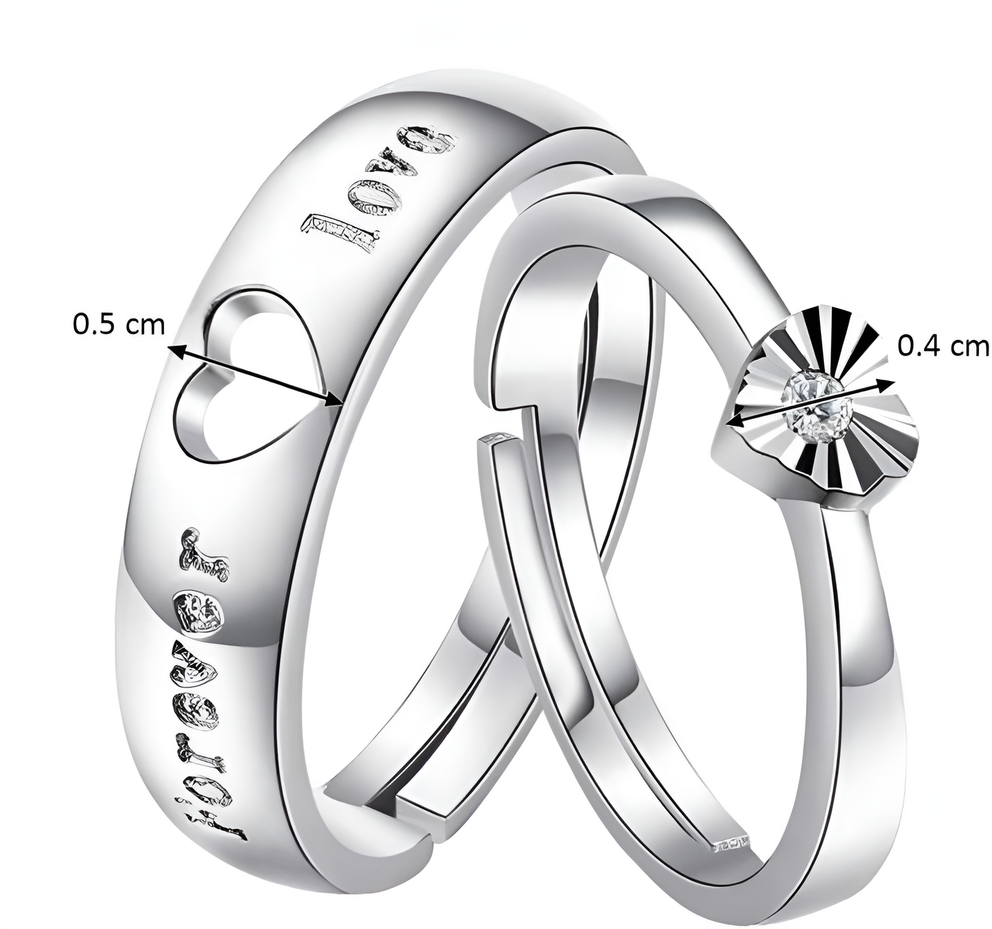2 Pieces Premium Quality Couple Rings Adjustable for Women & Men – Image 2 of 2