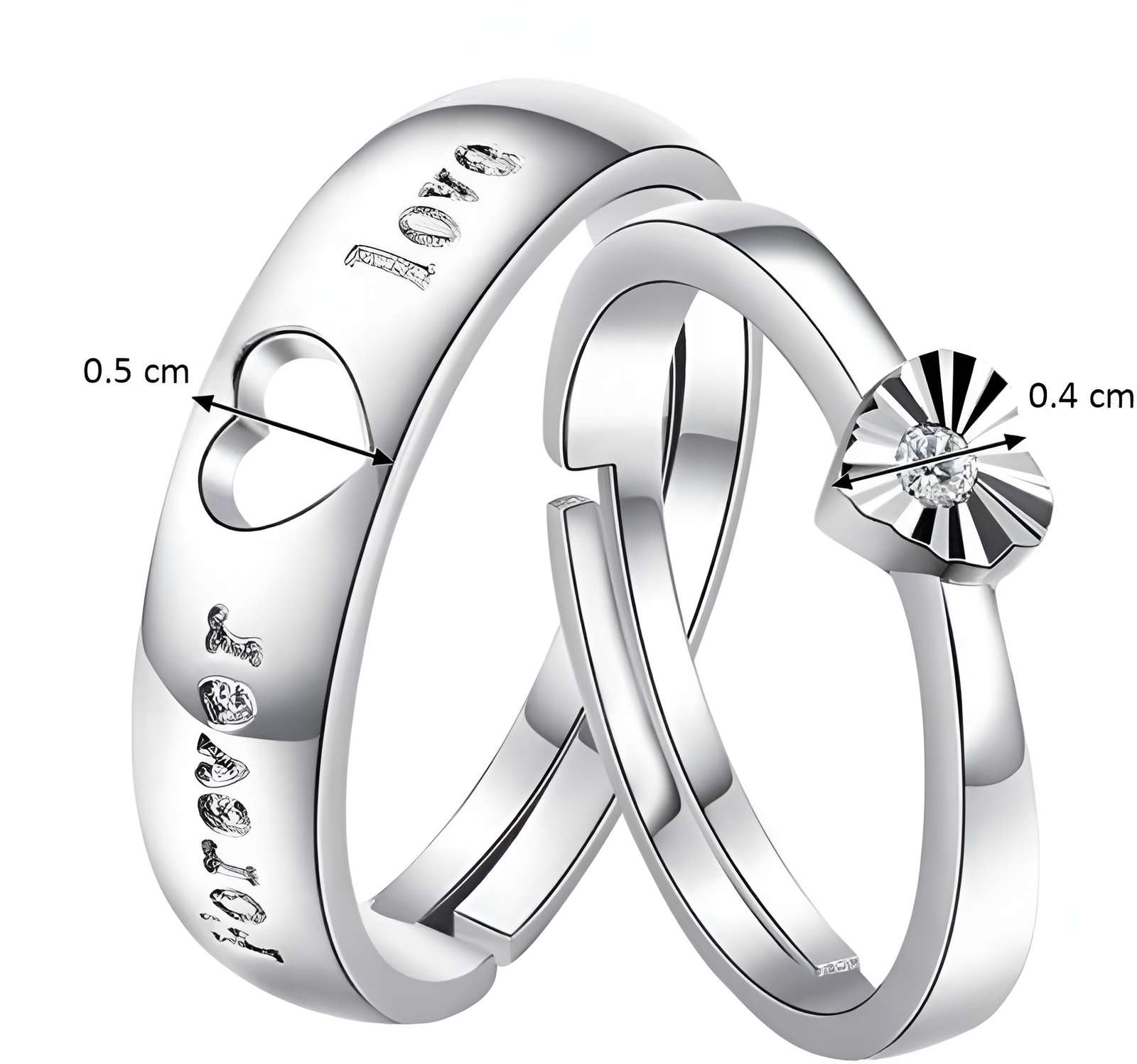 2 pieces Premium Quality Couple Rings Adjustable for Women & Men – 925 stamped Forever love Wedding & Fashion Jewelry Gifts Love rings