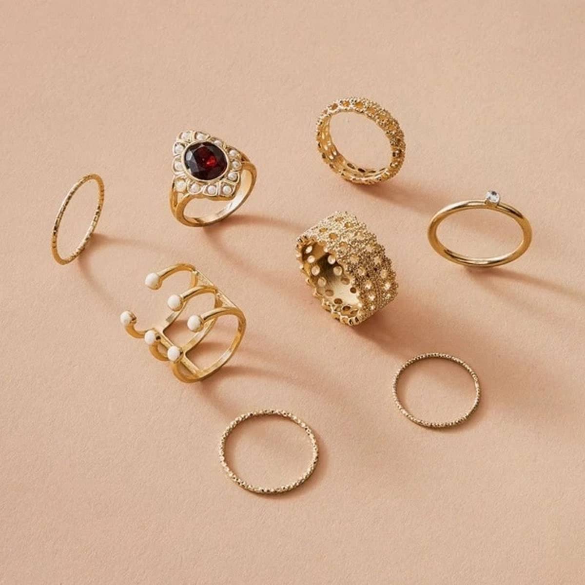 Trendy High Quality 8 Pieces Set Royal Love Ring For Women – Accessories Online in Pakistan | Hanaya