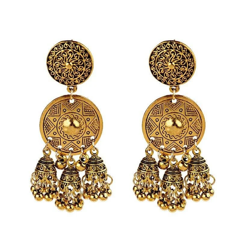 Trendy Classy Turkish Jhumka Antique Style Tassel Earring – Image 4 of 4