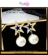 Big Pearl Star Shiny Crystal Trendy Earrings – Earrings Online in Pakistan | Hanaya