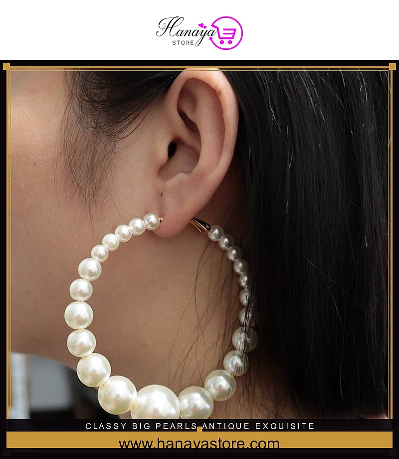 Classy Big Pearls Antique Exquisite Elegant Stylish Earring – Earrings Online in Pakistan | Hanaya