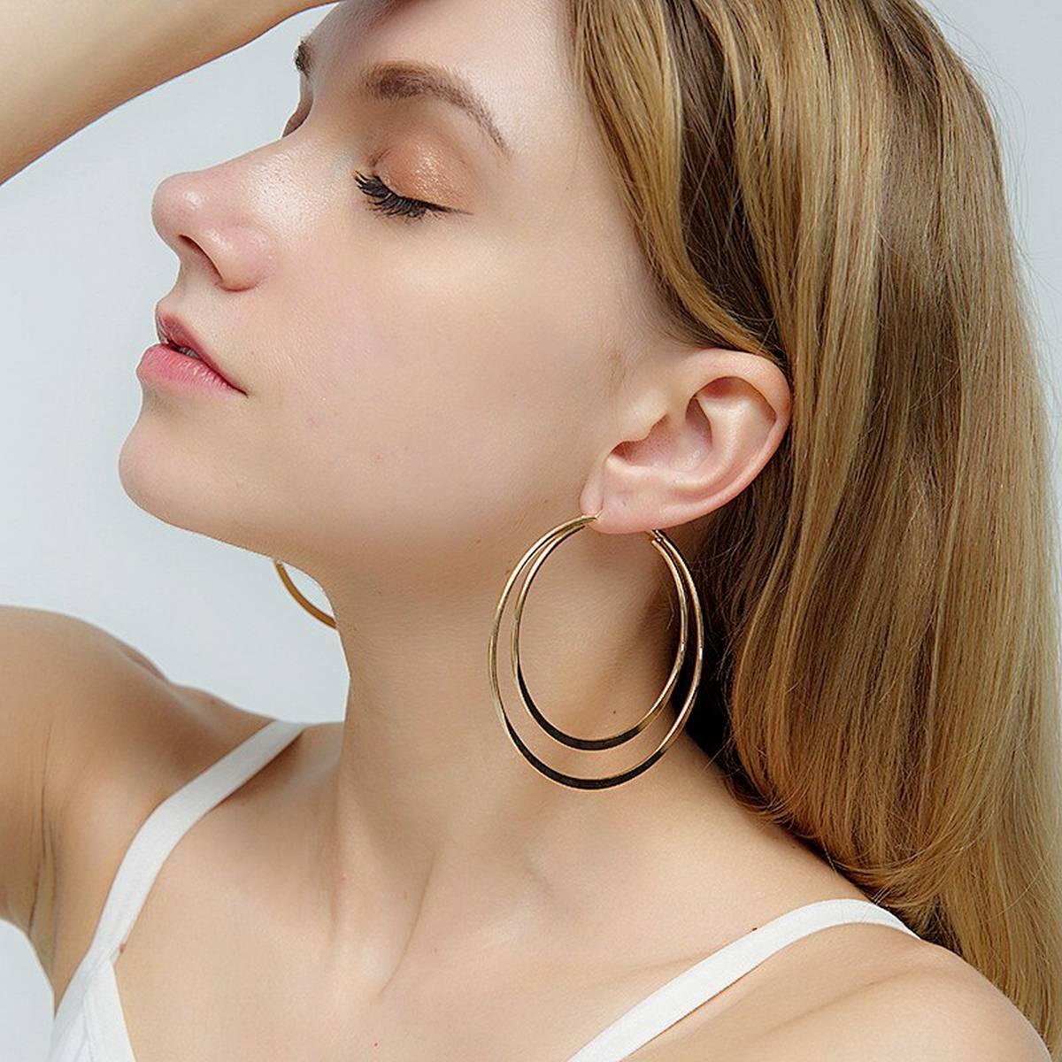 Unique Classy Round Two Layered Trendy Fashionable Earrings – Earrings Online in Pakistan | Hanaya