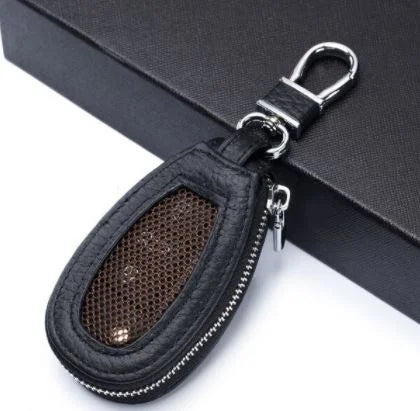 Car Key Holder Leather Vehicle Universal Remote Key FOB Smart Key Protector Keychain Case – Image 2 of 4