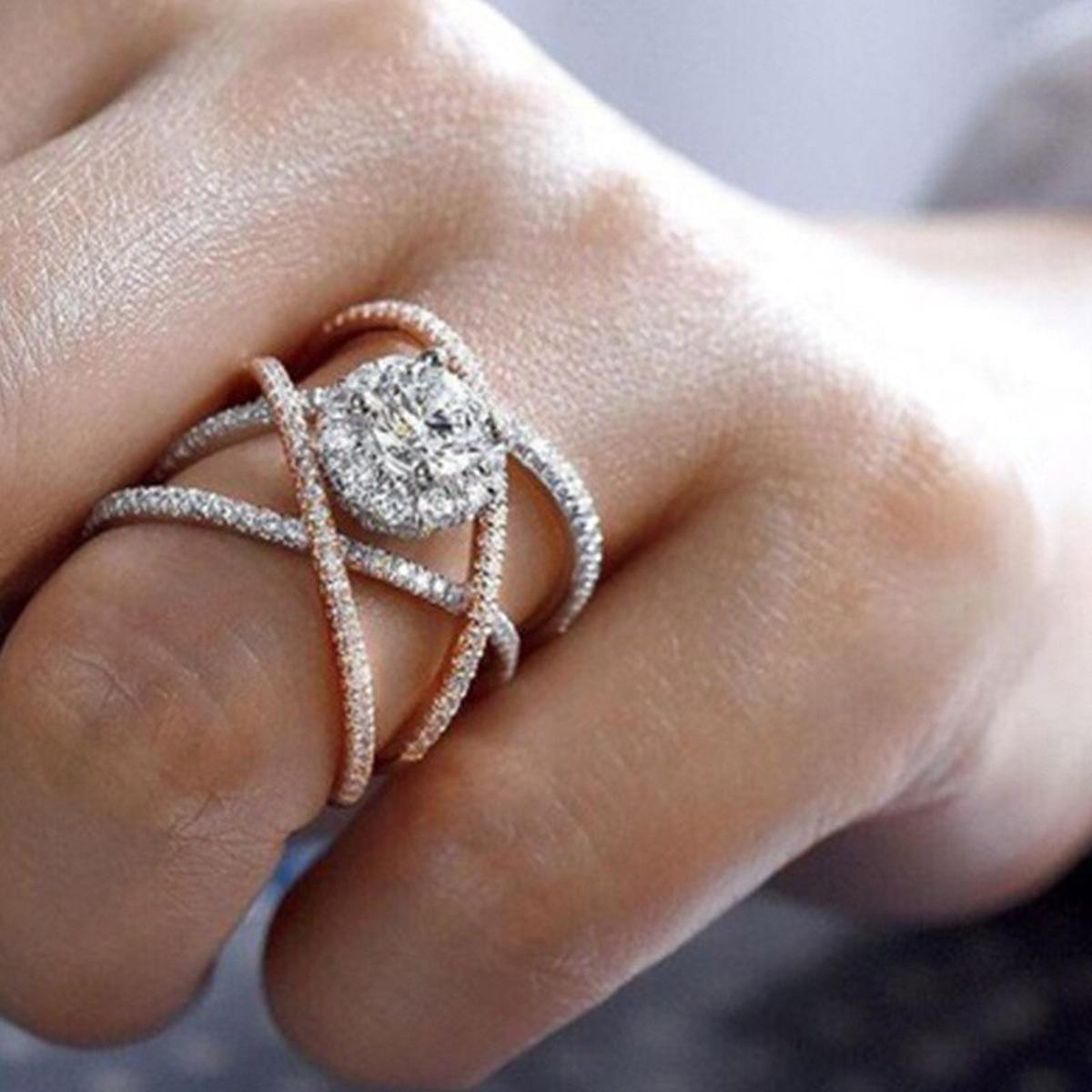 Trendy High Class Multi Layered Gem CZ Ring For Women – Image 2 of 2