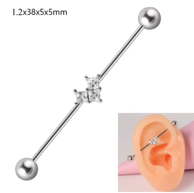 Steel 38mm Ear Plug 16G 1.2mm Barbell Piercing Industrial Cartilage Ear Jewelry for Helix Conch and Tragus – Earrings Onli...