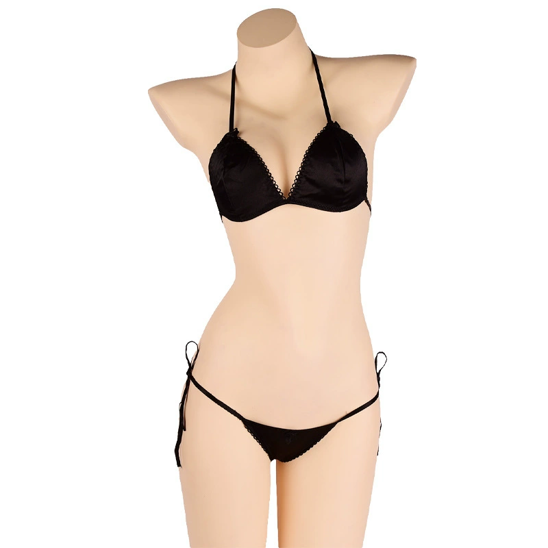 One Size (Fits:40-70 KGS) Sleepwear Silk Type Bra set Lingerie Set Women Underwear Bikini Three-point Set (weight:40-70 KGS)