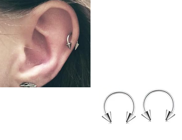 2 Pieces 8MM Cartilage SNUG Cone 3MM TRAGUS Helix ROOK Stud Tragus Ear Piercing ORBITAL Plug Horseshoe HELIX LOBE DAITH Ea...