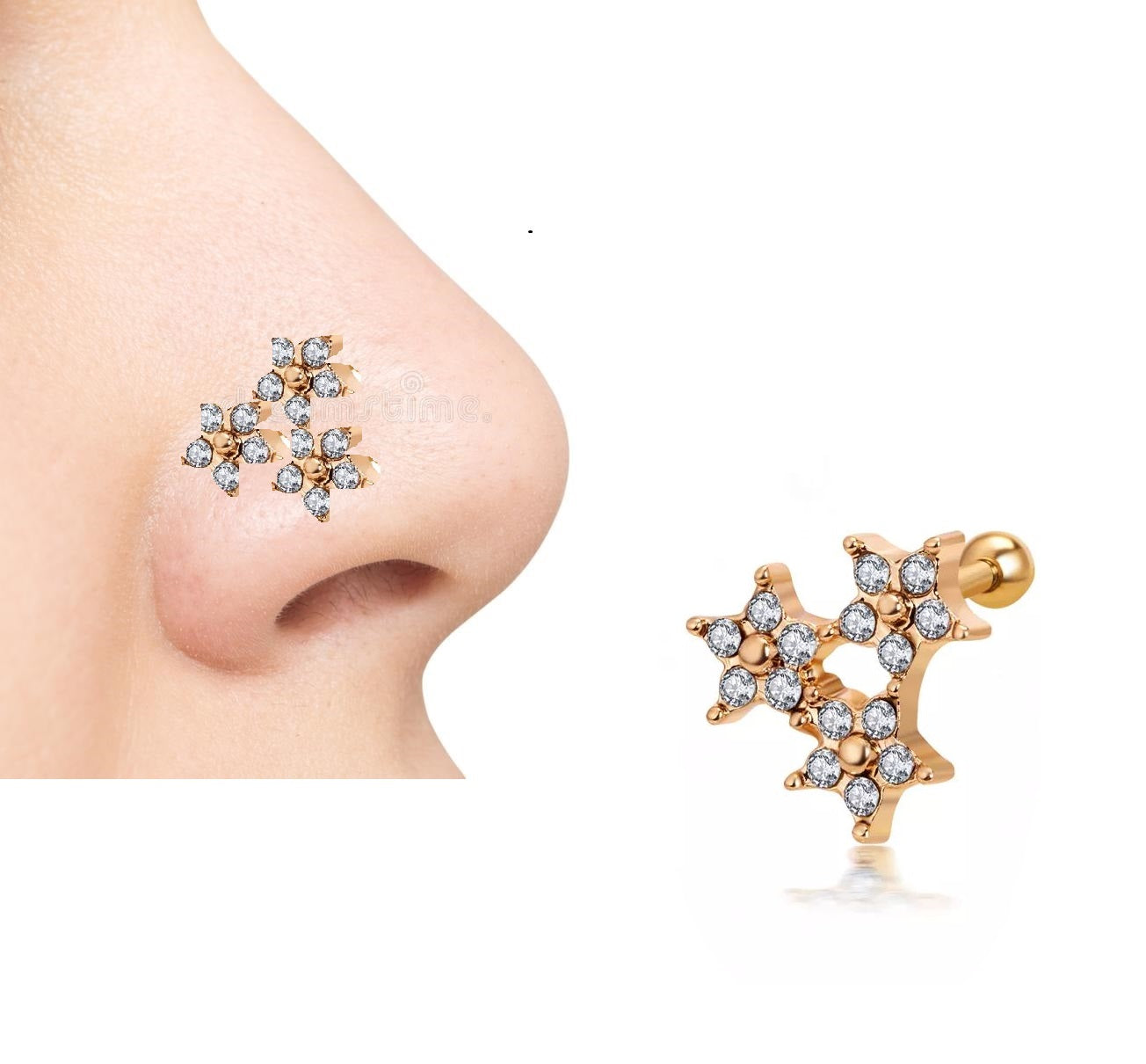 Trendy Helix Nose Ring 1pc Piercing Body Jewelry – Helix Tragus Daith Conch Body Piercing Jewelry Pakistan | Hanaya Store