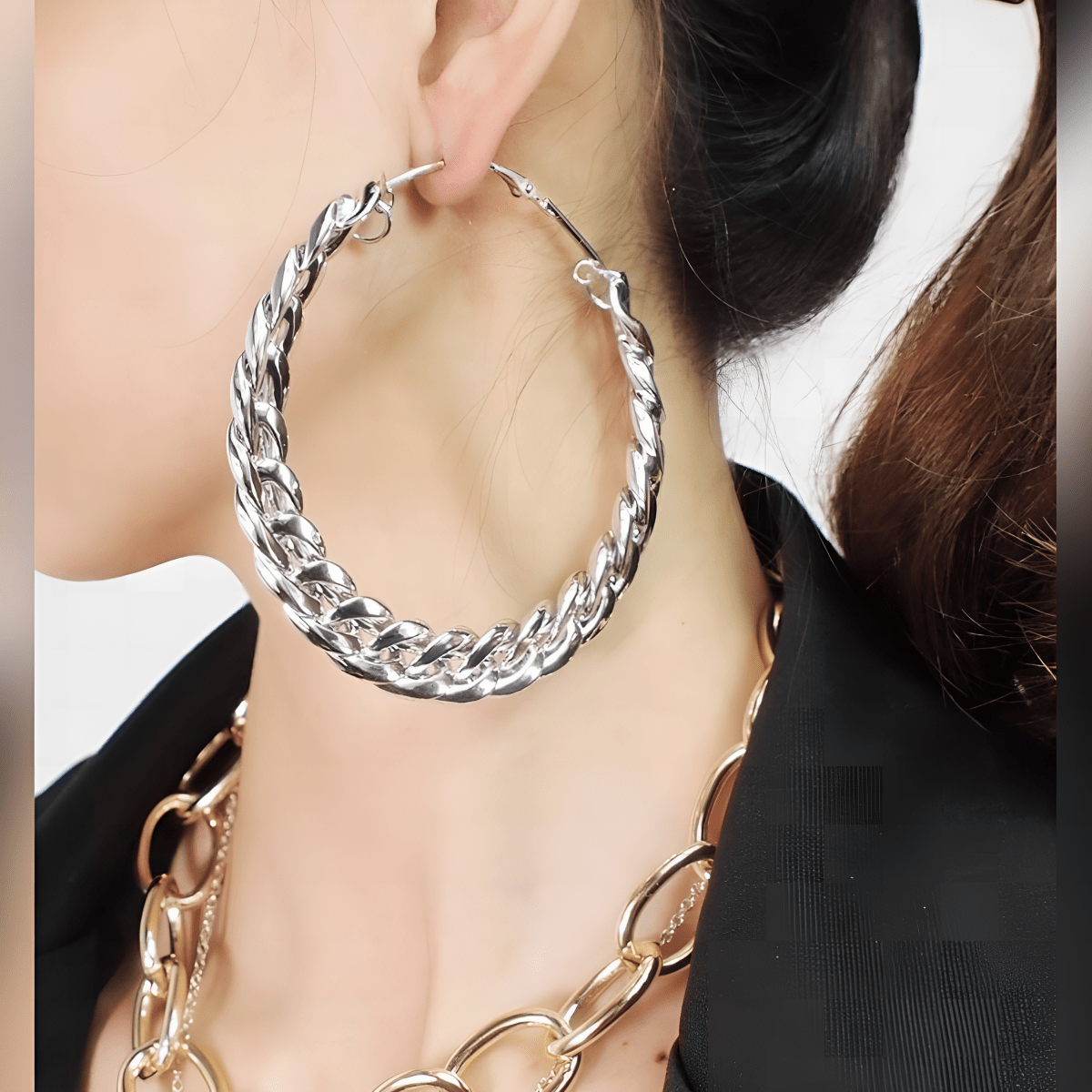 Big Lightweight Chain Earrings 70MM – High Quality Elegant Stylish Design - Hanaya Store