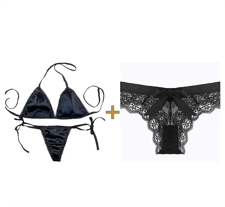 Bra Set & Panty Bundle – Silk Type Bra Set with Premium Black Panty - image 2