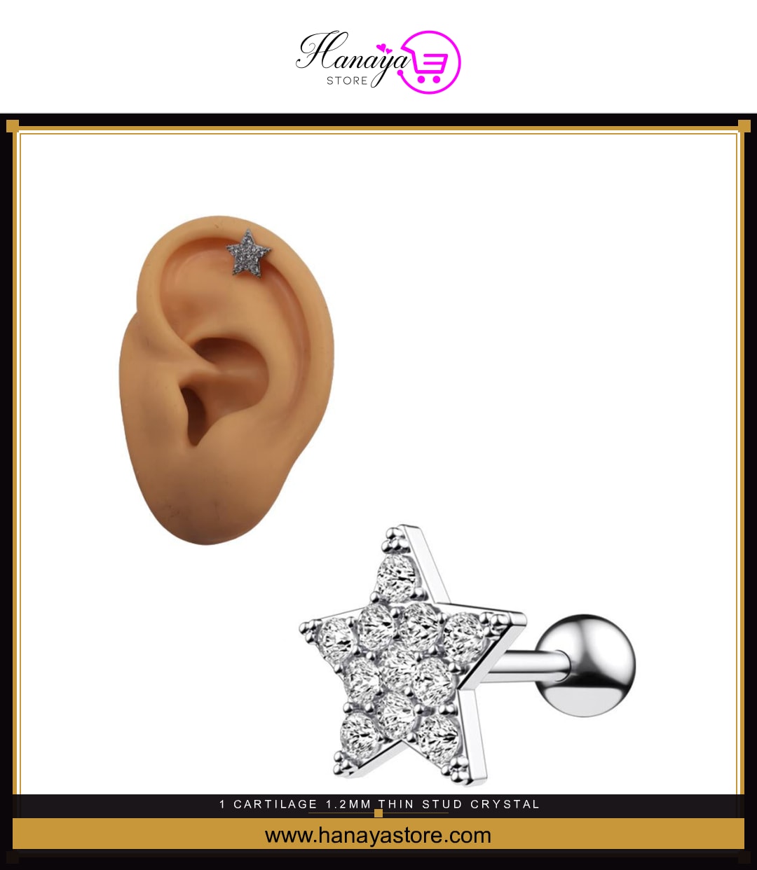 1 Cartilage 1.2mm Thin Stud Crystal Daith Tragus Piercing Earring – Helix Tragus Daith Conch Body Piercing Jewelry Pakistan | Hanaya Store — hanayastore.com
