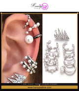 1 Ear- Classy Trendy 9 Pieces Elegant Royal Cuff & Earring Set Fashion Jewelry – Jhumka Studs Hoops Fashion Earrings for Girls Pakistan | Hanaya Store — hanayastore.com