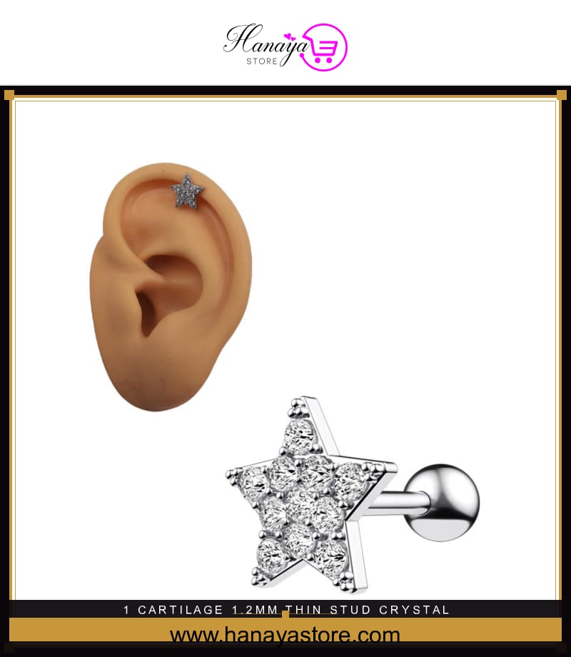 1 Cartilage 1.2mm Thin Stud Crystal Daith Tragus Piercing Earring – Helix Tragus Daith Conch Body Piercing Jewelry Pakistan | Hanaya Store — hanayastore.com