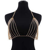 Shiny Rhinestone Mesh Hollow Chest Chain – Crystal Halter Bra Top Body Jewelry – Earrings Online in Pakistan | Hanaya