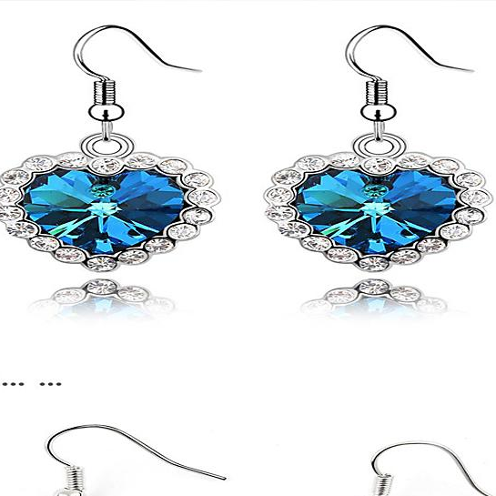 Luxury Crystal Blue Austria Heart Love Earrings – Earrings Online in Pakistan | Hanaya