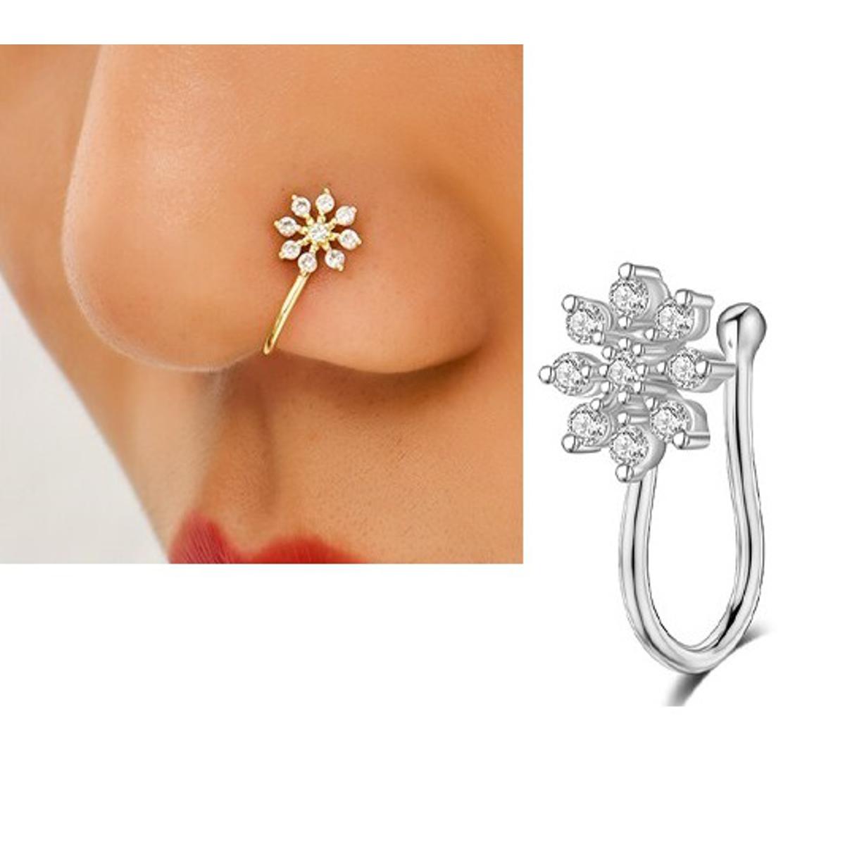 Trendy Non Piercing Heart Nose Ring Clip On Nostril Jewelry for Women – Close Up – Nose Jewelry | Hanaya Pakistan