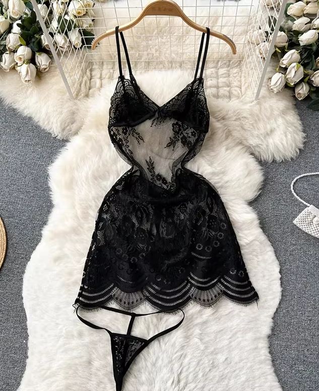 Premium Quality Night Dress Trendy Classy Stretch Body Con Mini Dress Sleepwear Lingerie Nightgown – Image 2 of 2