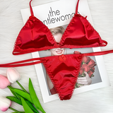 One Size Fits 40 70 Kgs Sleepwear Silk Type Bra Lingerie Set Women Underwear Bikini Three Point Set – Image 2 of 3