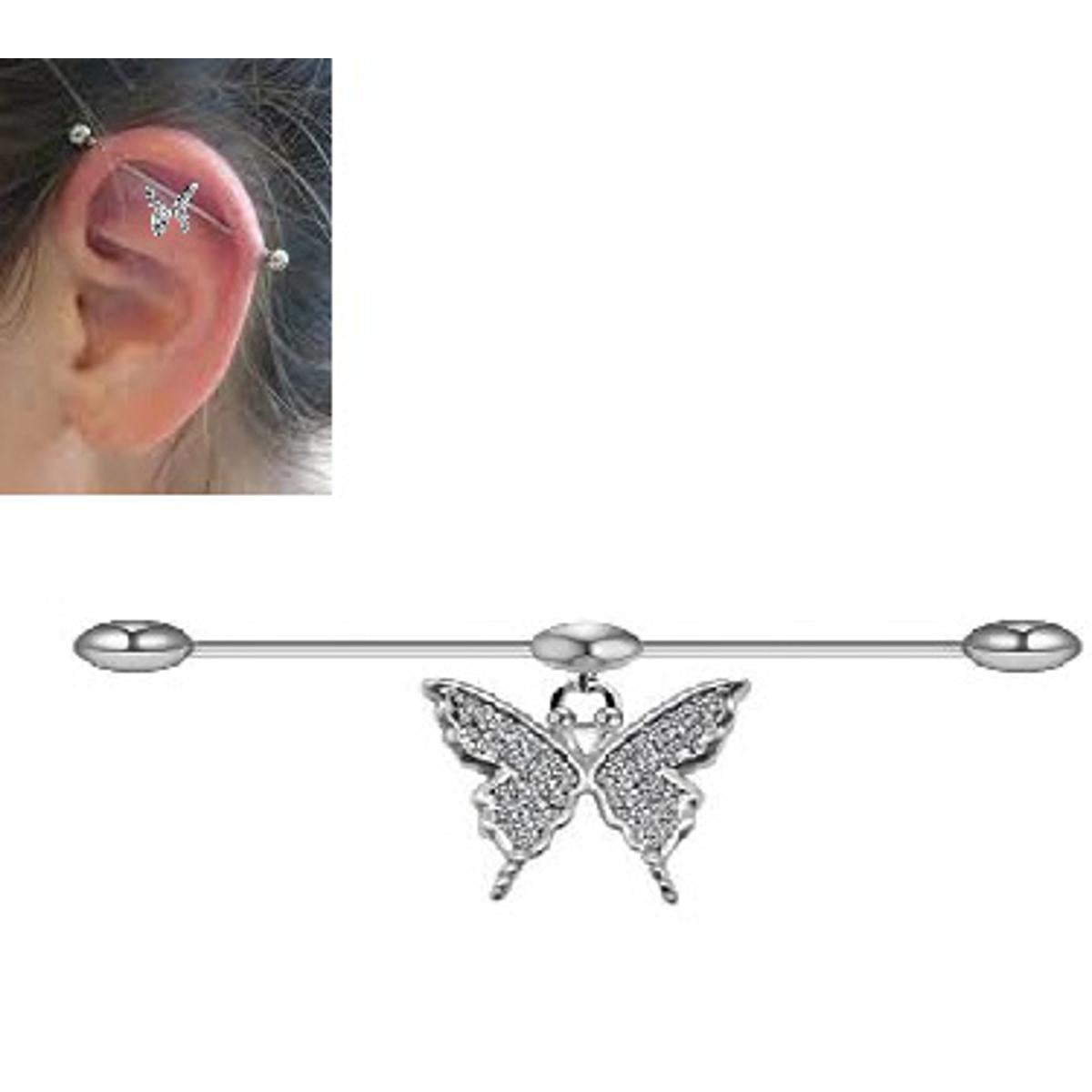 Steel 38mm Ear Plug 16G 1.2mm Barbell Piercing Industrial Cartilage Ear Jewelry for Fashionable Looks – Earrings Online in...