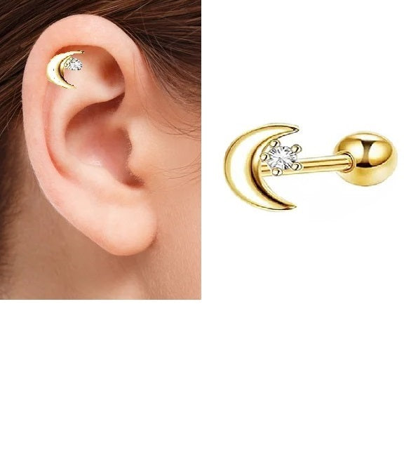 Piercing 1 Piece Crystal Cartilage Helix Stud Ear Piercing Plug Steel Earring – Close Up – Accessories | Hanaya Pakistan