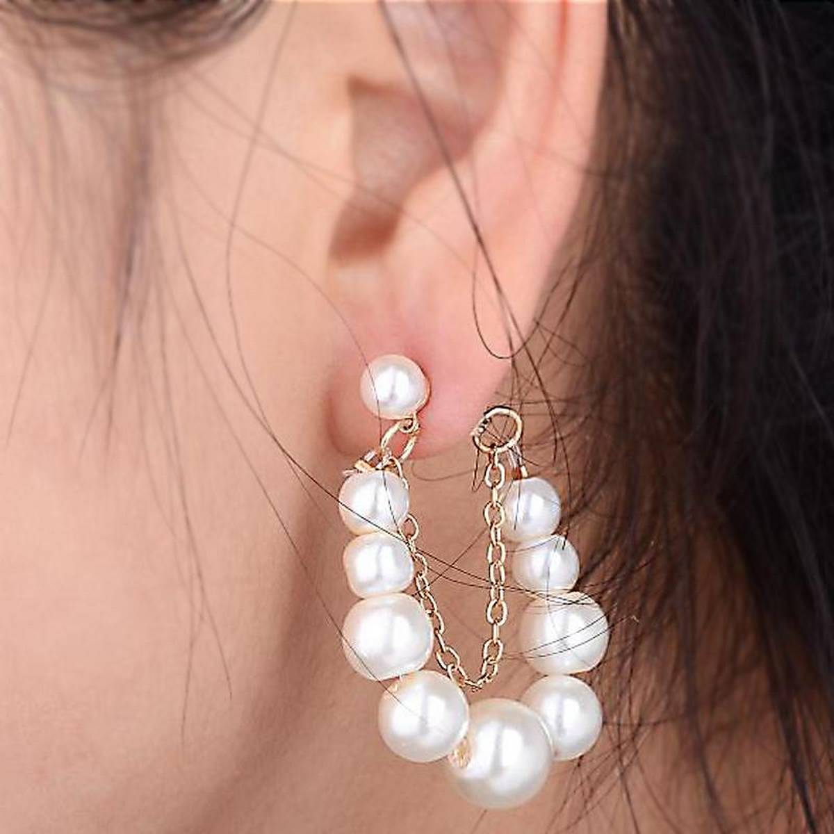 Big Pearl Dangle Tassel Hoop Earring For Women – Earrings Online in Pakistan | Hanaya