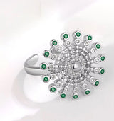 ROTATABLE Adjustable Silver Zircon Flower Ring for Women Anti Anxiety Rings– One Size Fashion Jewelry for Party, Wedding, Gift & Daily Wear – Image 2 of 2