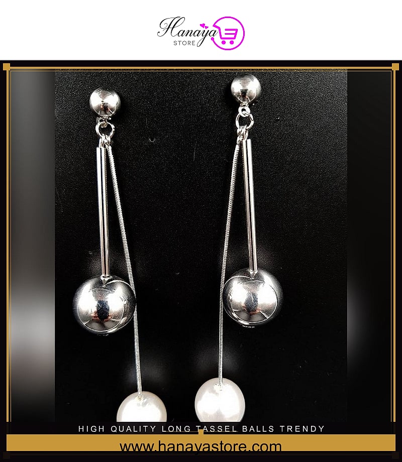 High Quality long Tassel Balls Trendy Earring – Accessories Online in Pakistan | Hanaya