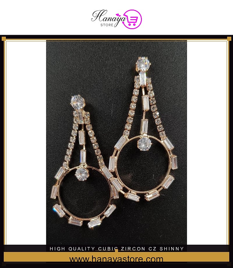 High Quality Cubic Zircon CZ Shinny Royal Party Wedding Classy Trendy Earring