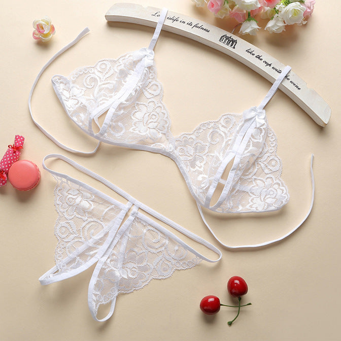 One Size (Fits:40-65 KGS) Lace-up Lingerie Set Bra Set Women Underwear Bikini Three-point Set (weight:40-65 KGS) – View 4 ...