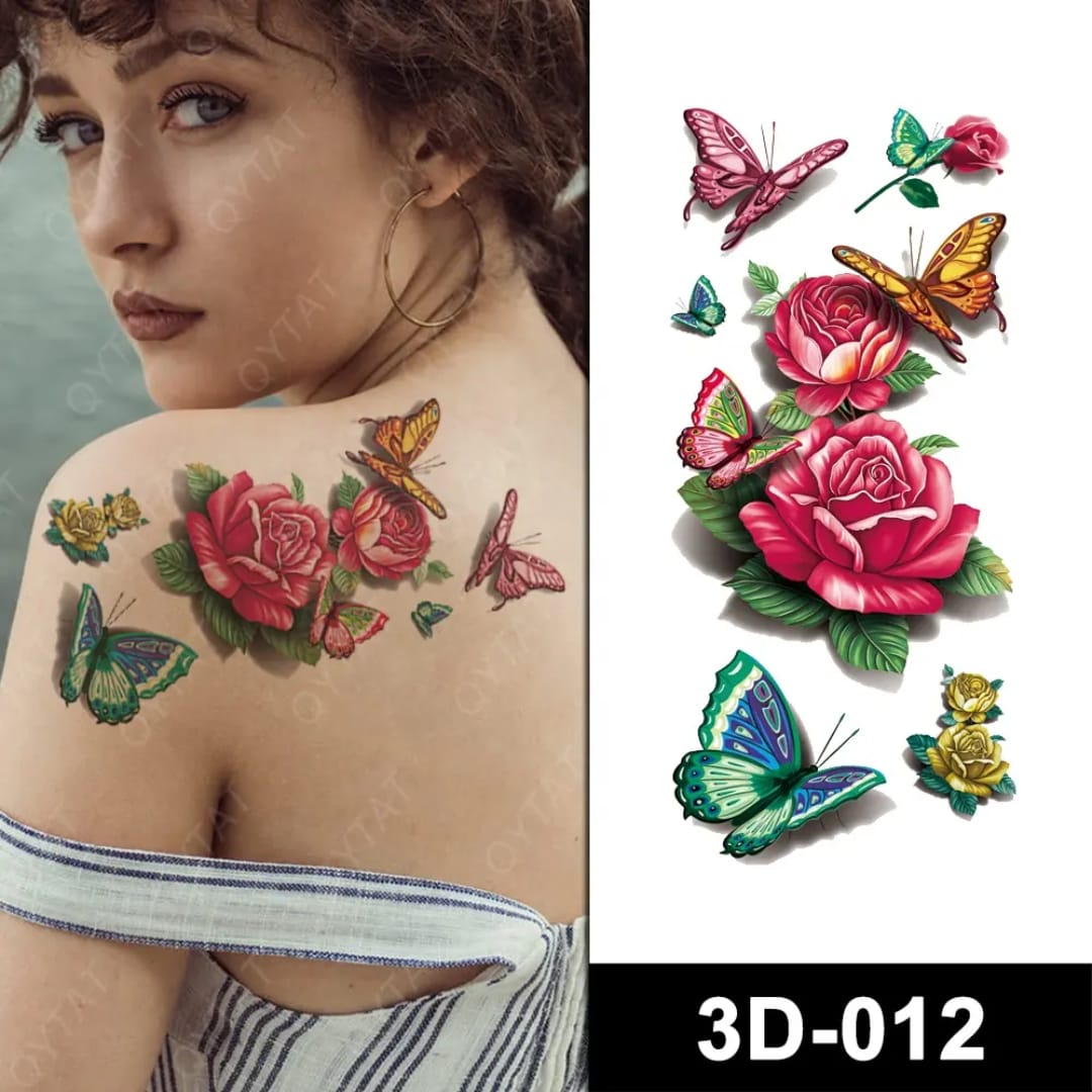 Waterproof Temporary Tattoo Sticker flower rose fake hand tattoo leg tattoo neck tattoo wrist tattoo thigh tattoo back tat...